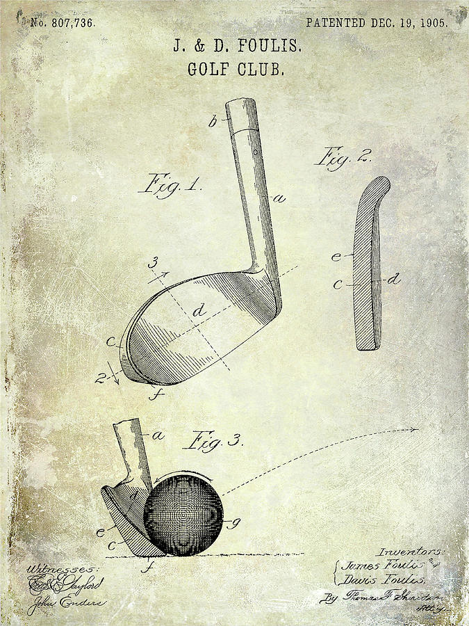 1905 Golf Club Patent Photograph by Jon Neidert