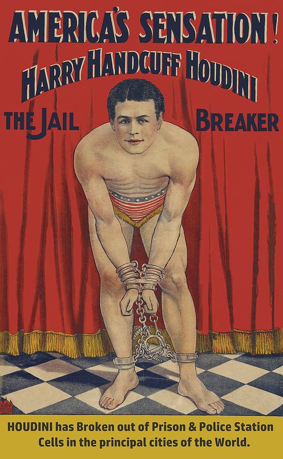 1905 Harry Handcuff Houdini Digitally Enhanced  Drawing by Movie Poster Prints