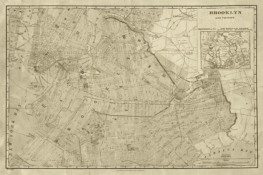 1906 Map of Brooklyn NY New York in Sepia Photograph by Toby McGuire