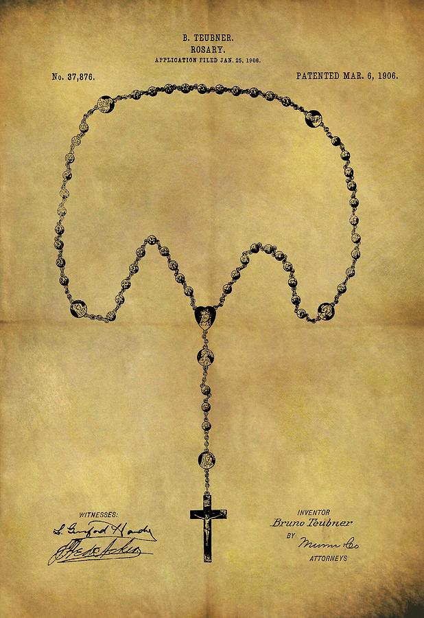 1906 Rosary Patent Drawing by Dan Sproul