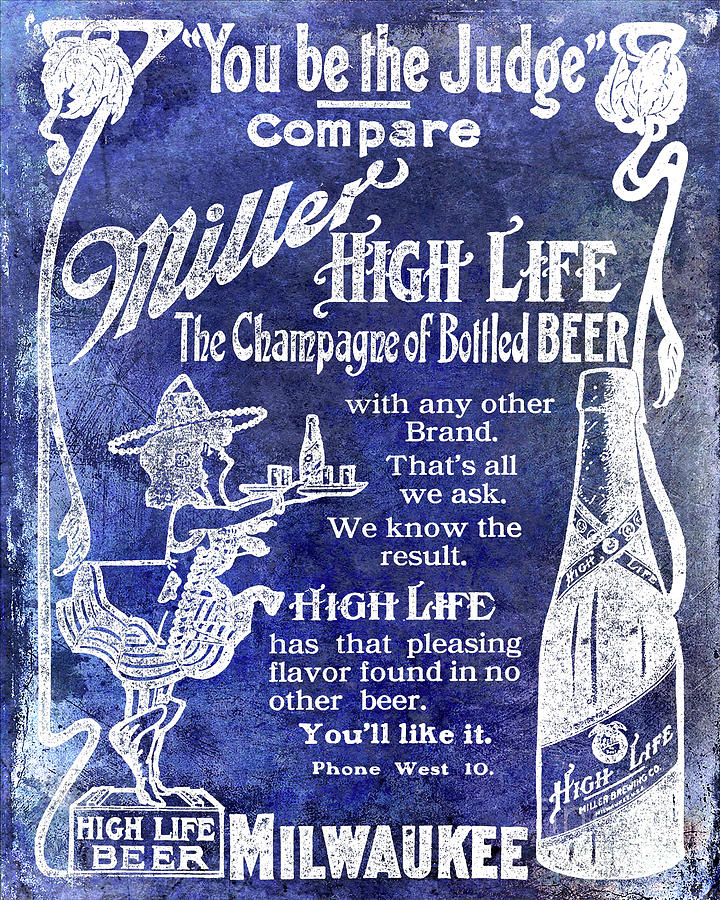 1907 Miller Beer Advertisement Blue Photograph by Jon Neidert