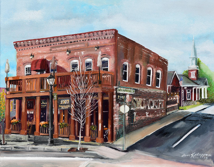 1907 Restaurant and Bar - Ellijay, GA - Historical building Painting by Jan Dappen