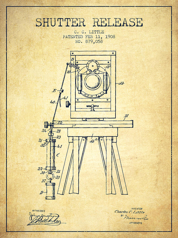 Vintage Digital Art - 1908 Shutter Release Patent - Vintage by Aged Pixel