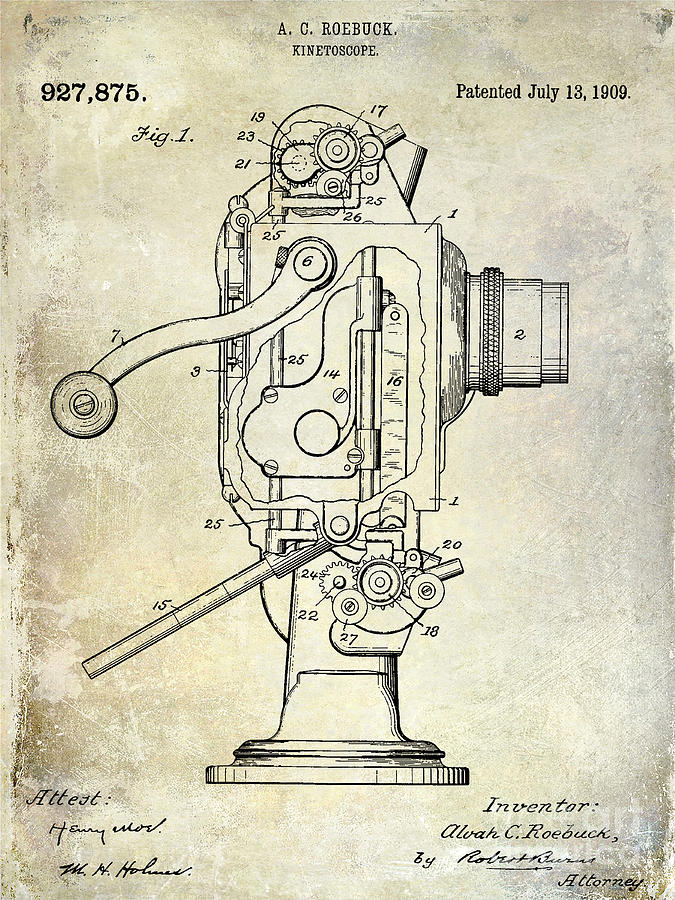 Hollywood Photograph - 1909 Kinetoscope Patent  by Jon Neidert