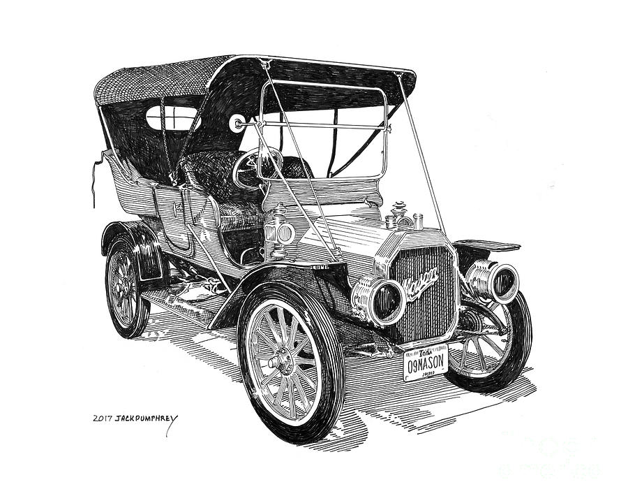 1909 Mason Touring sedan Drawing by Jack Pumphrey