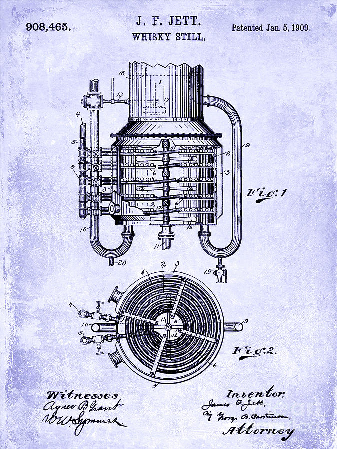 1909 Whiskey Still Patent Blueprint Photograph by Jon Neidert