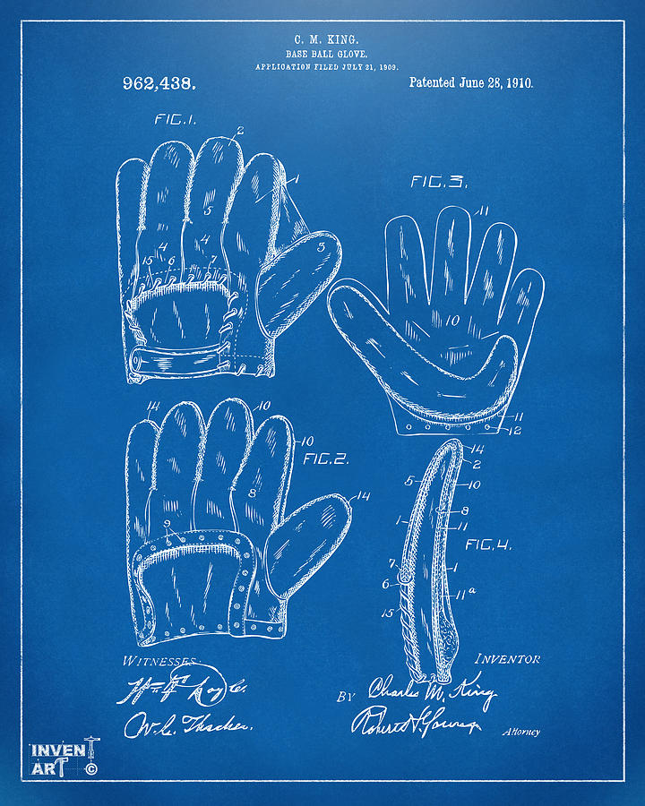 1910 Baseball Glove Patent Artwork Blueprint Digital Art by Nikki Marie Smith