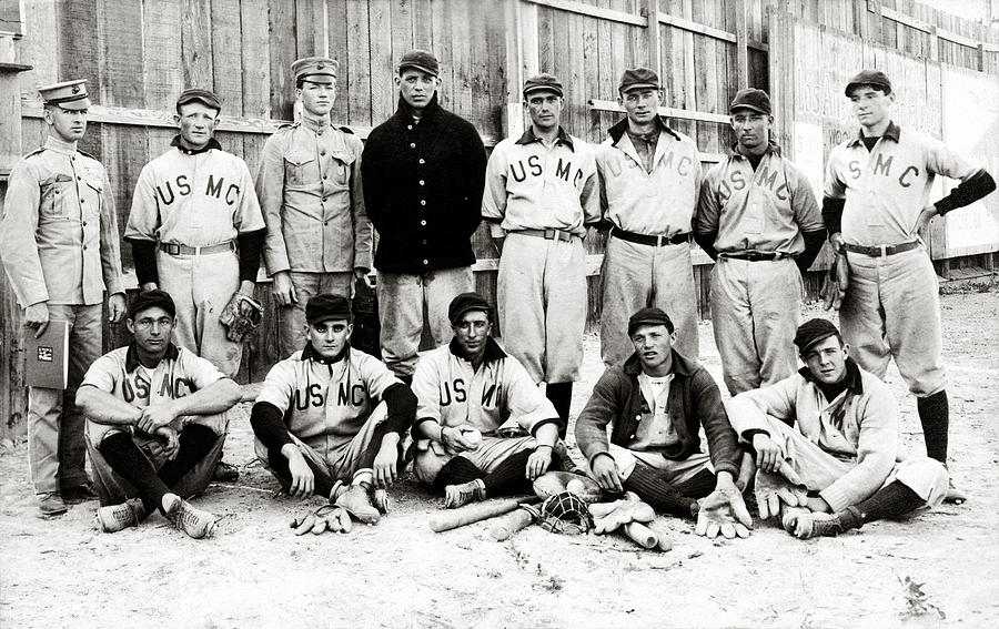 1910 United States Marine Corps Baseball Photograph by Historic Image