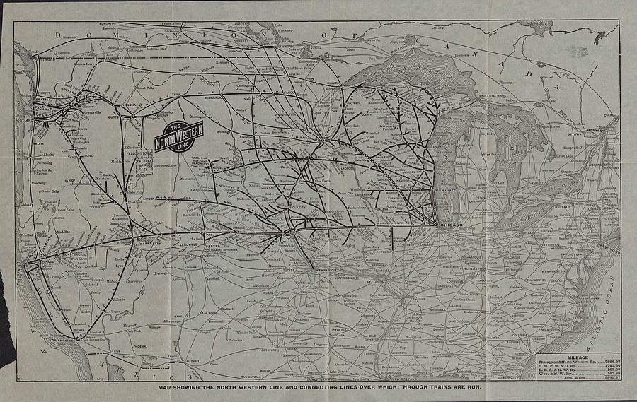 1912 Chicago and North Western National Route Map Photograph by Chicago and North Western Historical Society