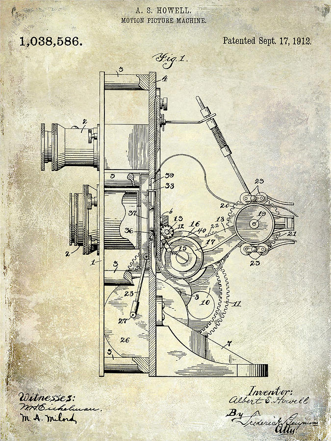 1912 Motion Picture Machine Patent Photograph by Jon Neidert