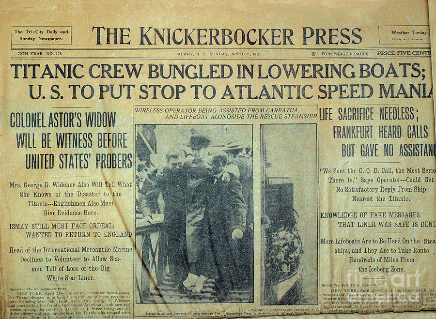 1912 Titanic Newspaper Photograph by Jon Neidert