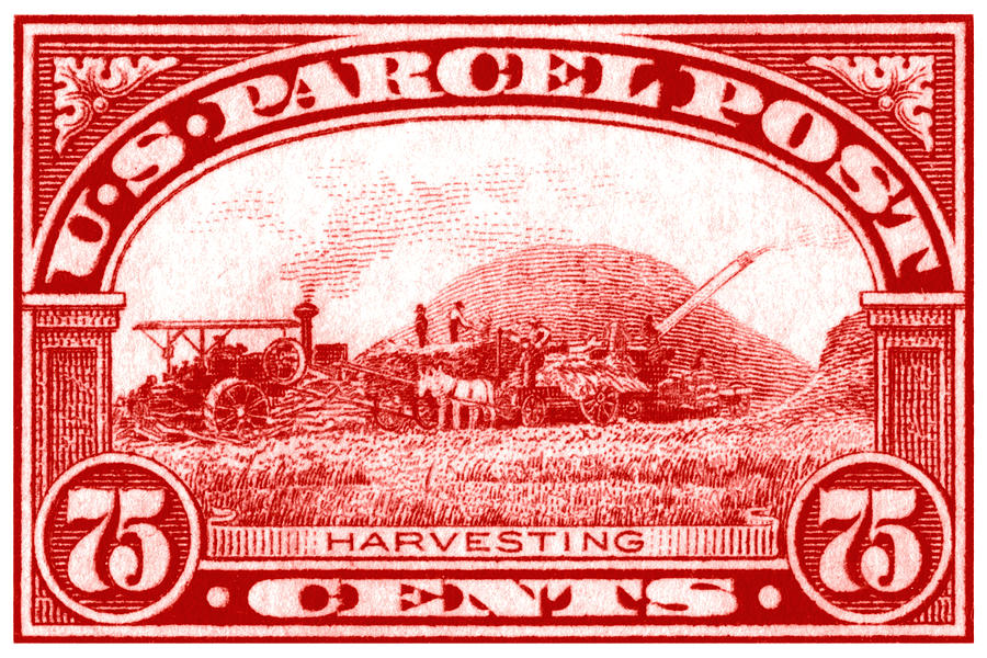 1913 Harvesting Stamp Painting by Historic Image