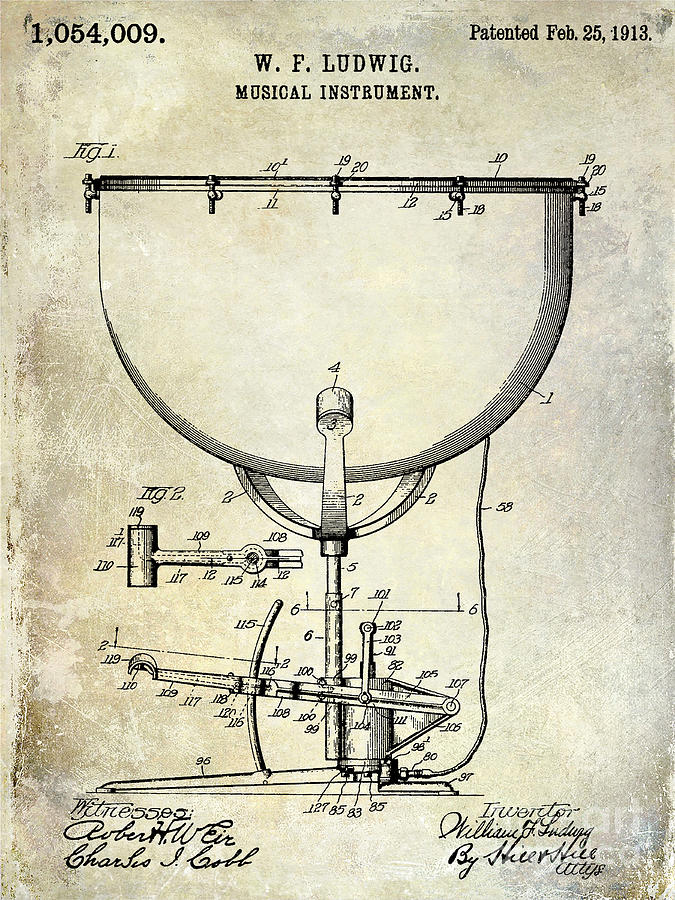 1913 Ludwig Drum Patent  Photograph by Jon Neidert