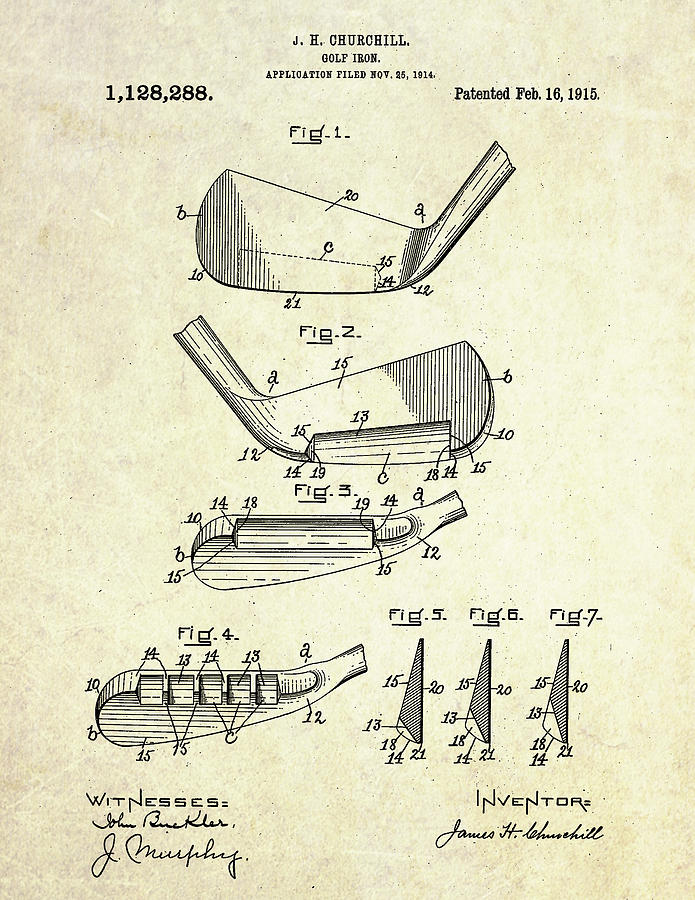 1914 Golf Iron Patent Art Digital Art by Gary Bodnar