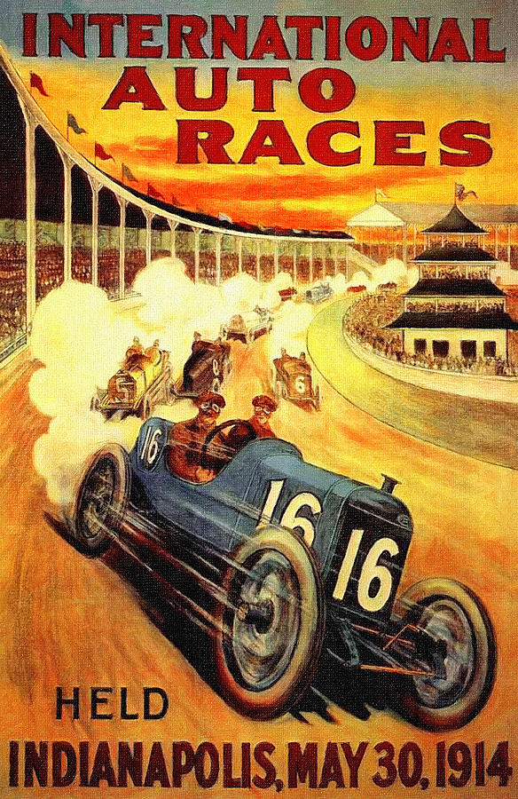 Sports Painting - 1914 Indy 500 Poster by Big 88 Artworks