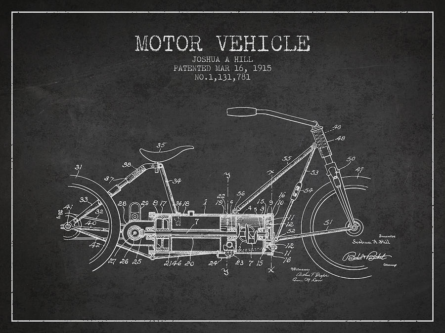 1915 Motor Vehicle Patent - Charcoal Digital Art