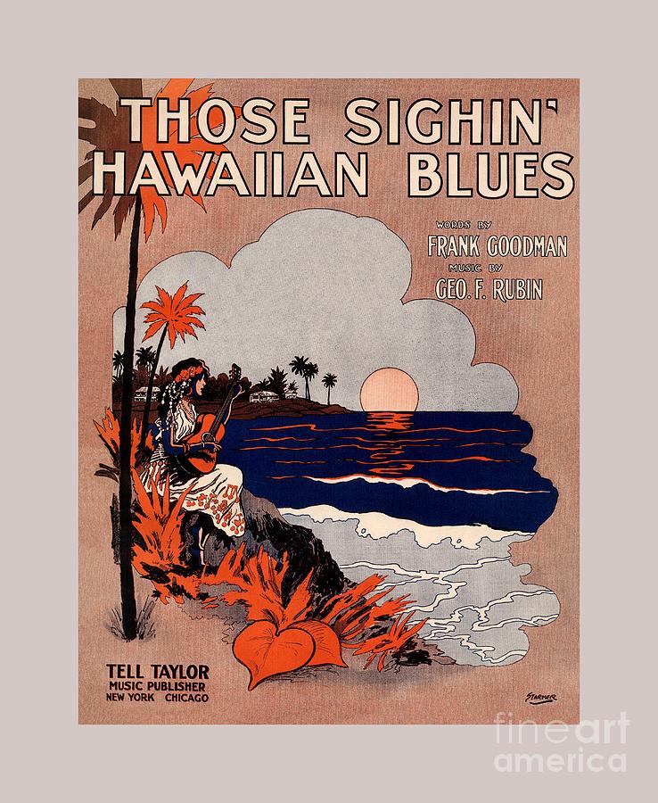 1916 Vintage Hawaii Blues Sheet Music Cover Digital Art