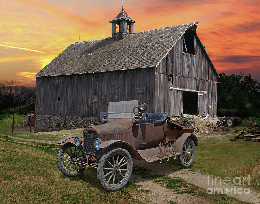 1917 Model T Ford, Hancock Barn Photograph by Ron Long