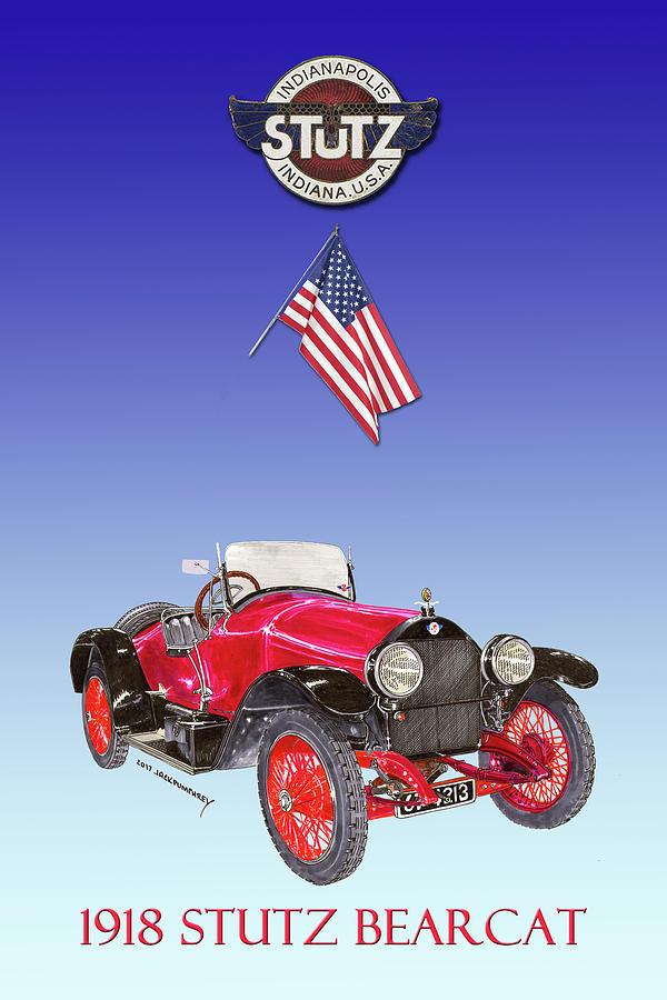 Vintage Roadsters Painting - 1918 Stutz Bearcat poster by Jack Pumphrey