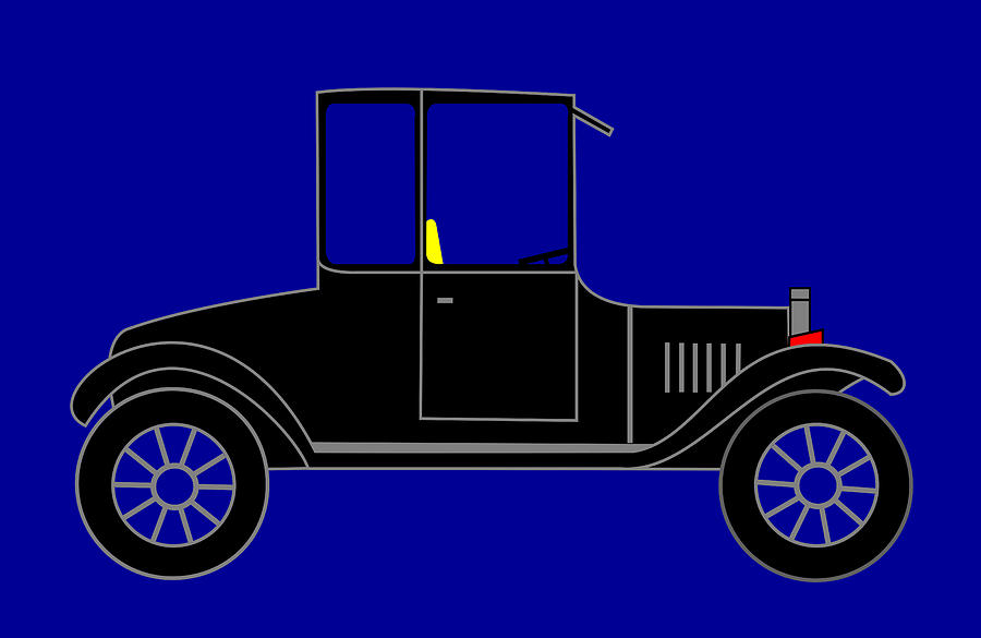 1919 Ford Model T Digital Art - 1919 Ford High Body Model T Coupe by Asbjorn Lonvig