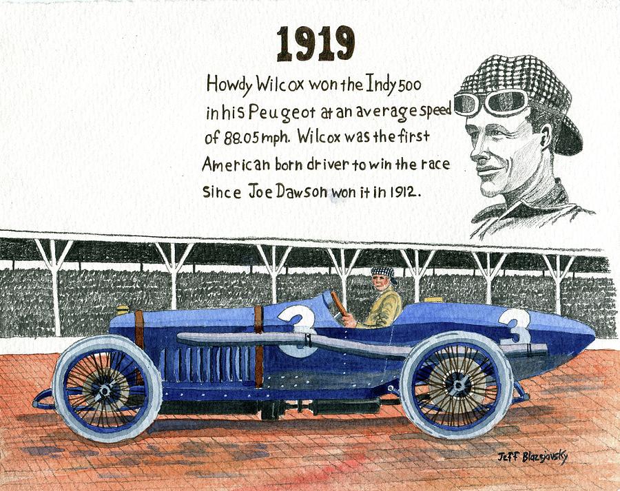 1919 Indy 500 Winner Painting by Jeff Blazejovsky