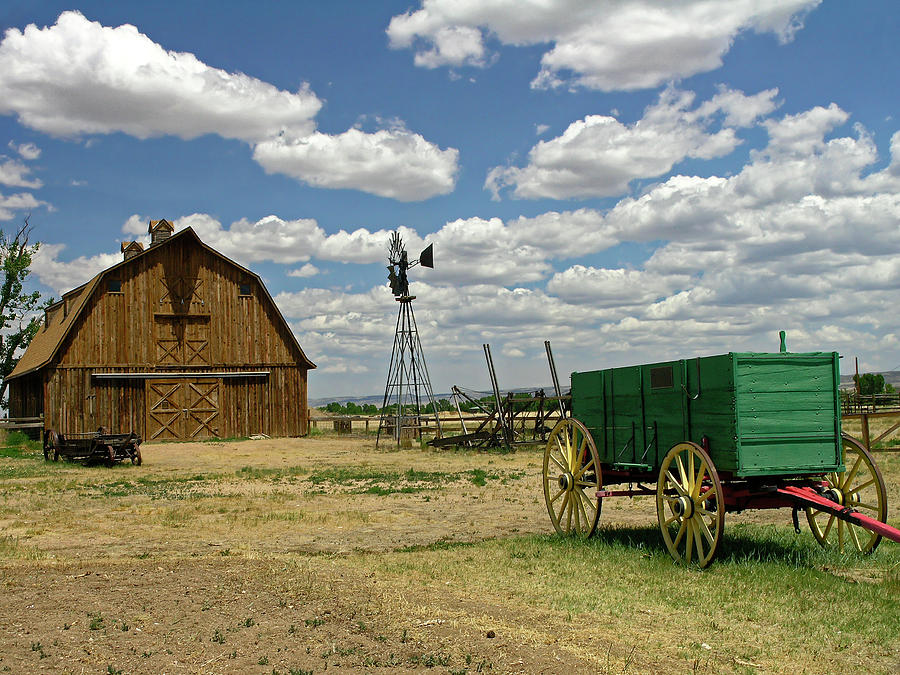 1920 Barn and Wagon Photograph by Sally Weigand