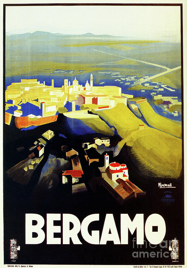 1920s Bergamo Italy travel Drawing by Heidi De Leeuw