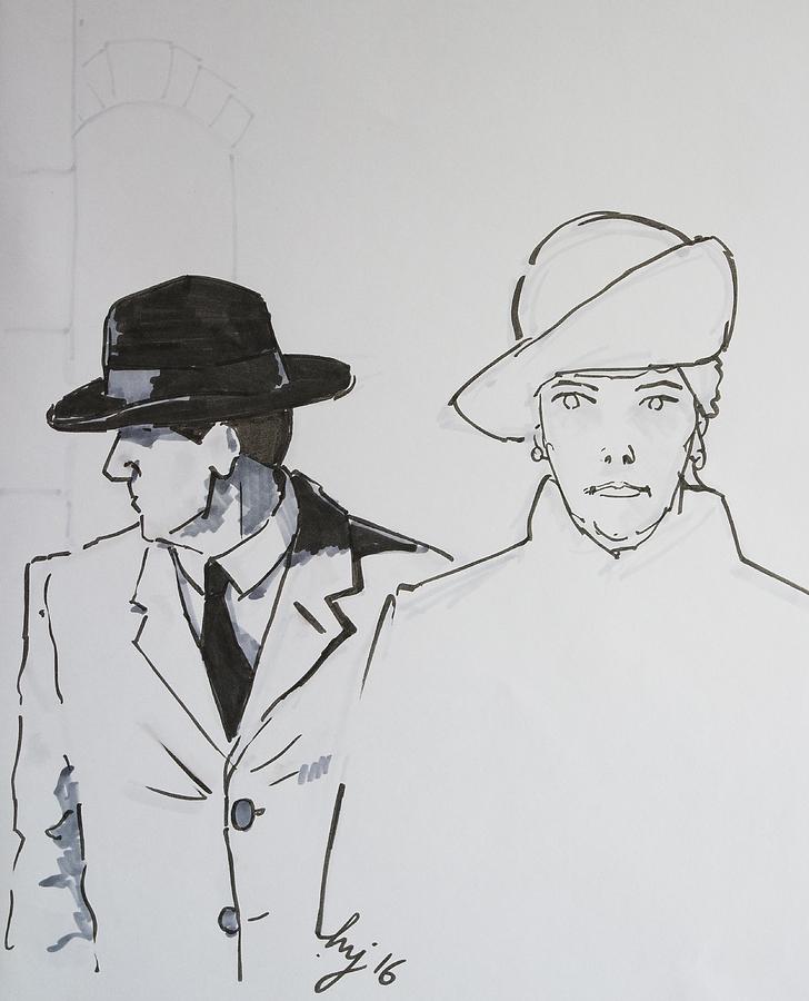 1920s Film Noir - I Think Were Being Followed Drawing by Mike Jory