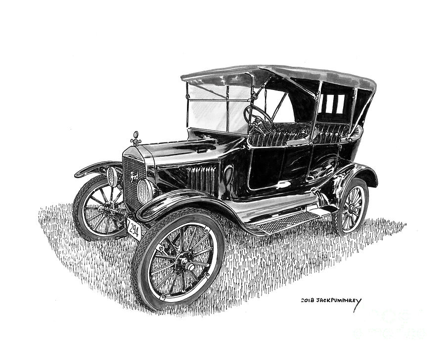 1922 Ford Model T Touring Sedan Painting by Jack Pumphrey