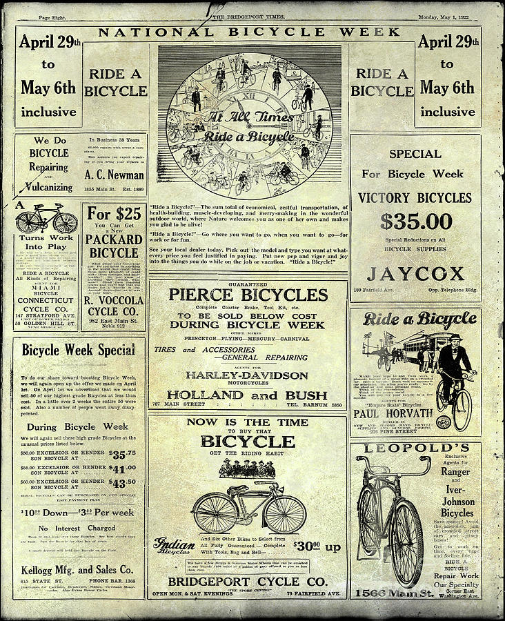 1922 National Bicycle Week Ad Photograph by Jon Neidert