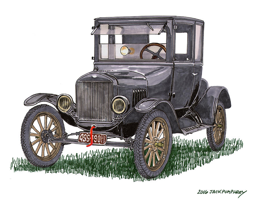 1923 Ford Model T Coupe Painting by Jack Pumphrey