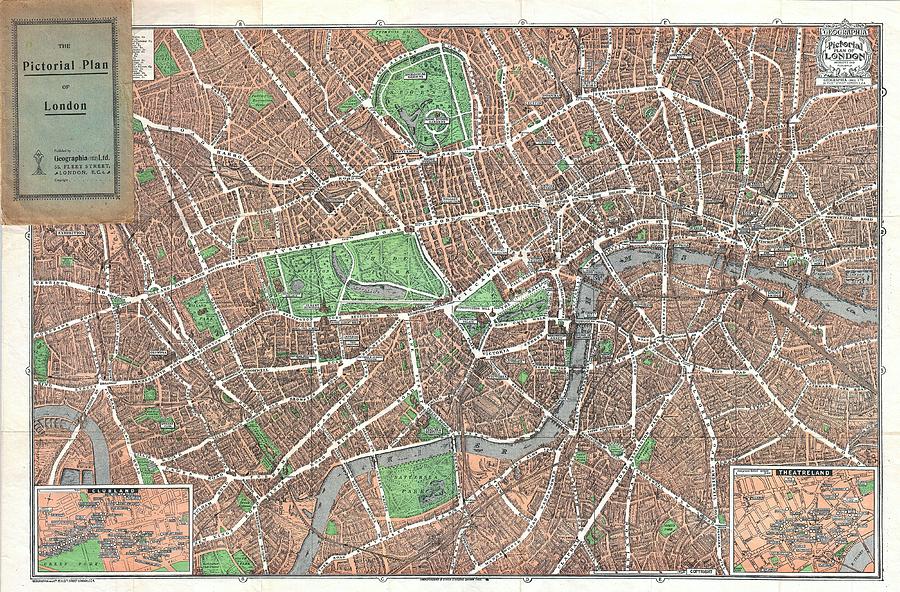 1923 Geographica Pocket Map of London England  Photograph by Paul Fearn