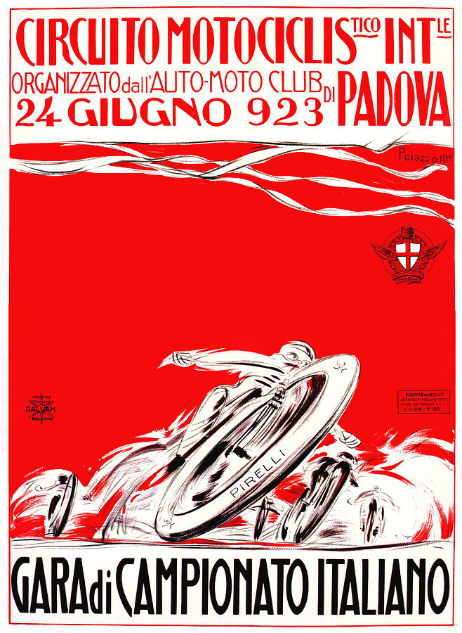 F1 Racing Digital Art - 1923 Italian Championship Motorcycle Race Poster by Retro Graphics