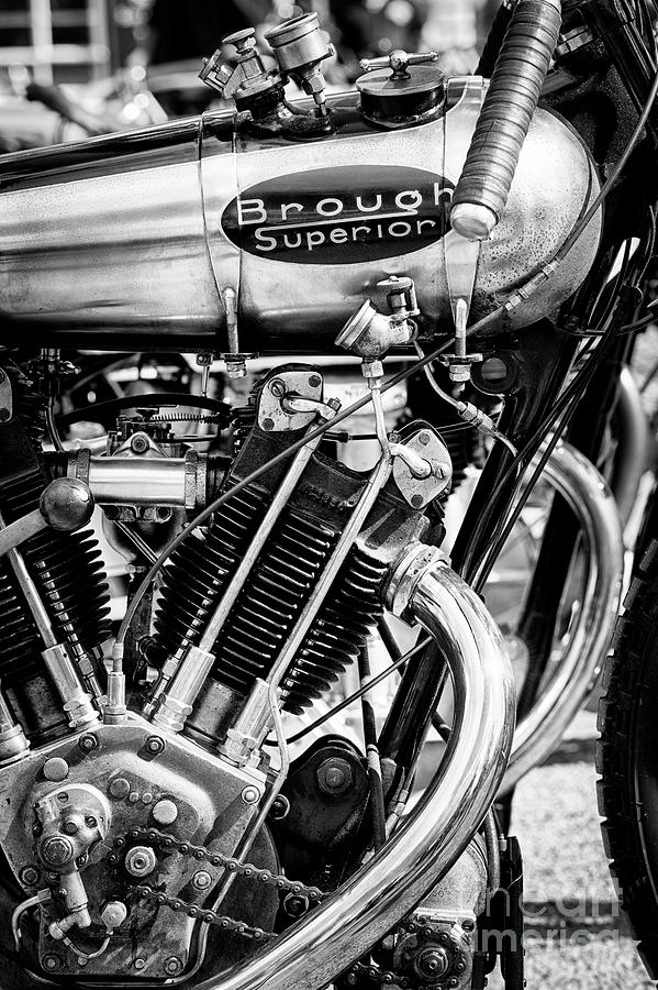1924 Brough Superior KTOR Brooklands Racer Monochrome Photograph by Tim Gainey