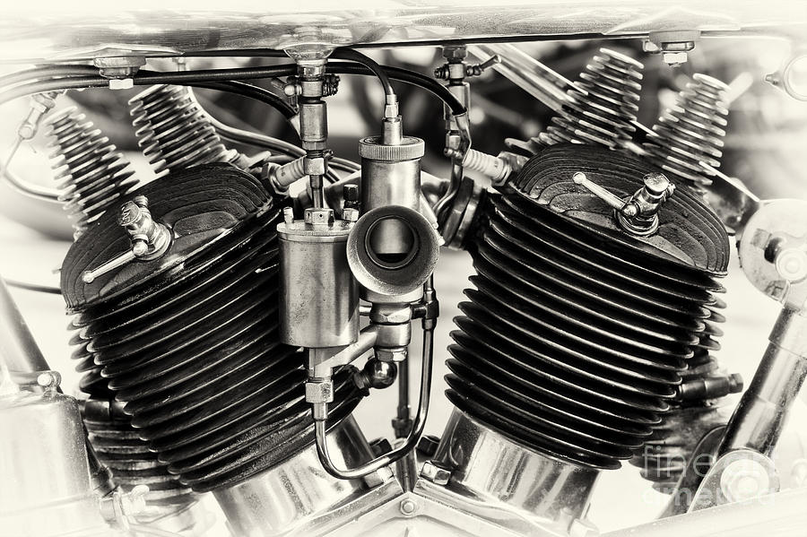 1924 Brough Superior SS80 Engine Sepia Photograph by Tim Gainey