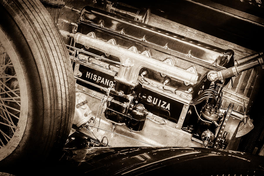 1924 Hispano-Suiza H6b Dual  Cowl Sport Phaeton Engine Emblem -0258s Photograph by Jill Reger