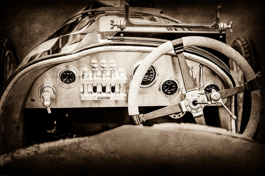 1925 Aston Martin 16 Valve Twin Cam Grand Prix Steering Wheel -0790s Photograph by Jill Reger