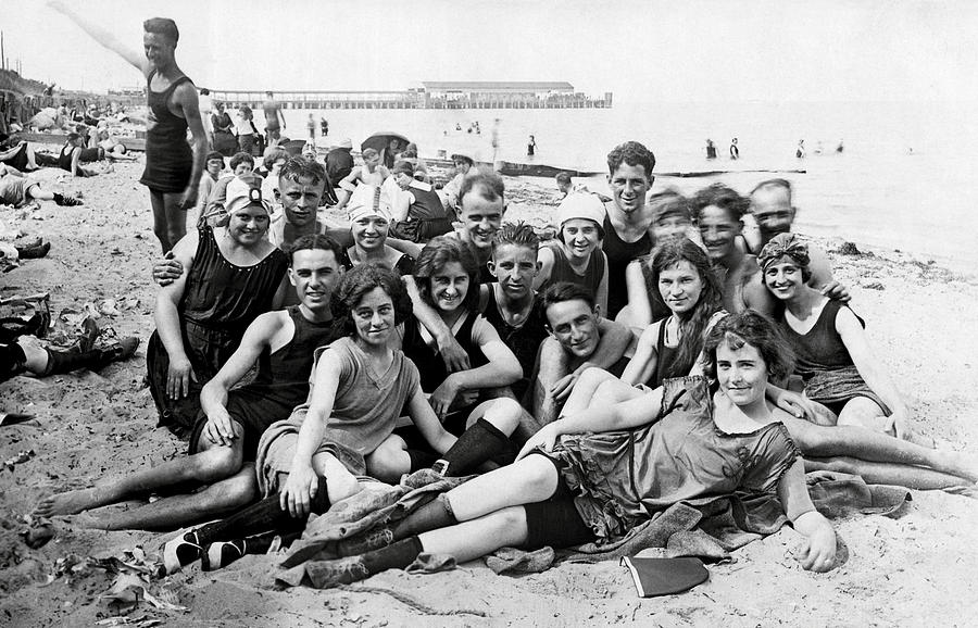 1925 Beach Party Photograph by Historic Image