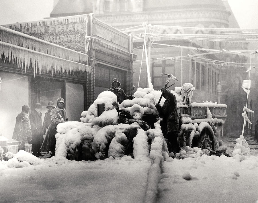 1925 Boston Fire Engine Encased in Ice Photograph by Historic Image