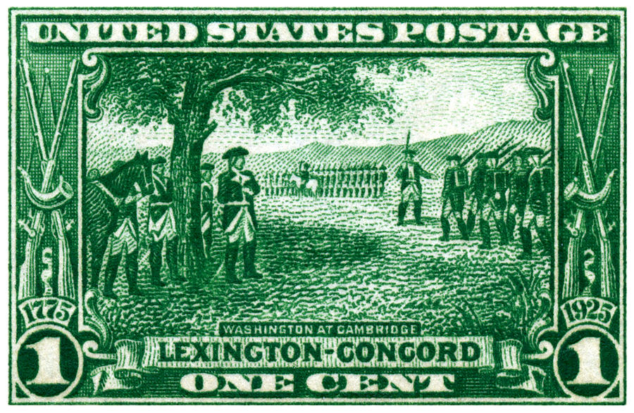 1925 George Washington at Cambridge Stamp Painting by Historic Image