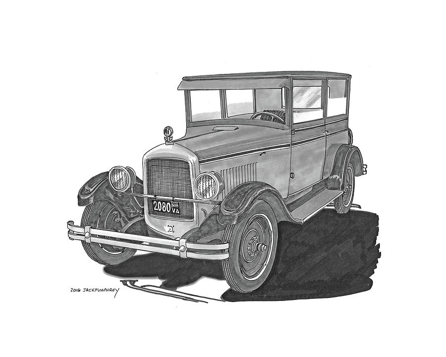 1925 Jewett 2 door touring sedan Painting by Jack Pumphrey