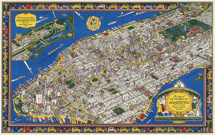 1926 ART DECO MAP of MANHATTAN Photograph by Daniel Hagerman