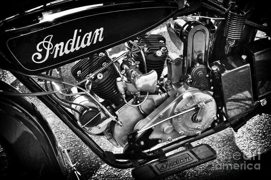 1926 Indian Scout Monochrome  Photograph by Tim Gainey