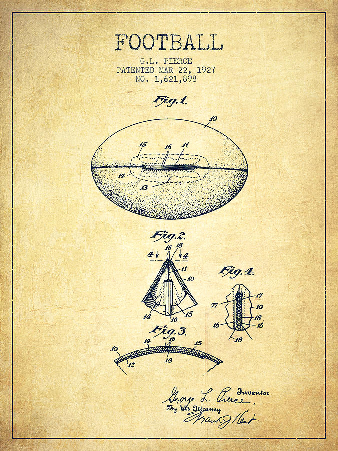 1927 Football Patent - Vintage Digital Art