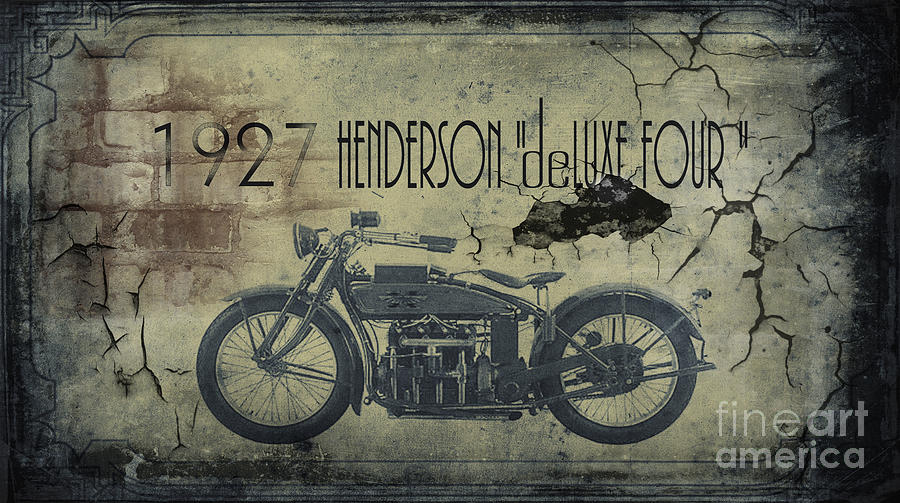 Retro Painting - 1927 Henderson Vintage Motorcycle by Cinema Photography