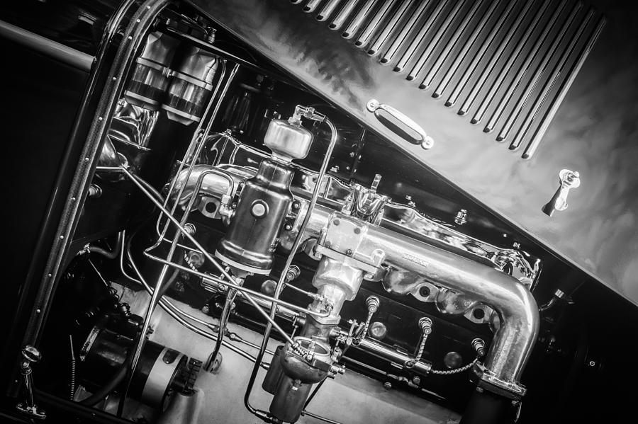 1927 Marmon E75 Speedster Engine -0314bw Photograph by Jill Reger