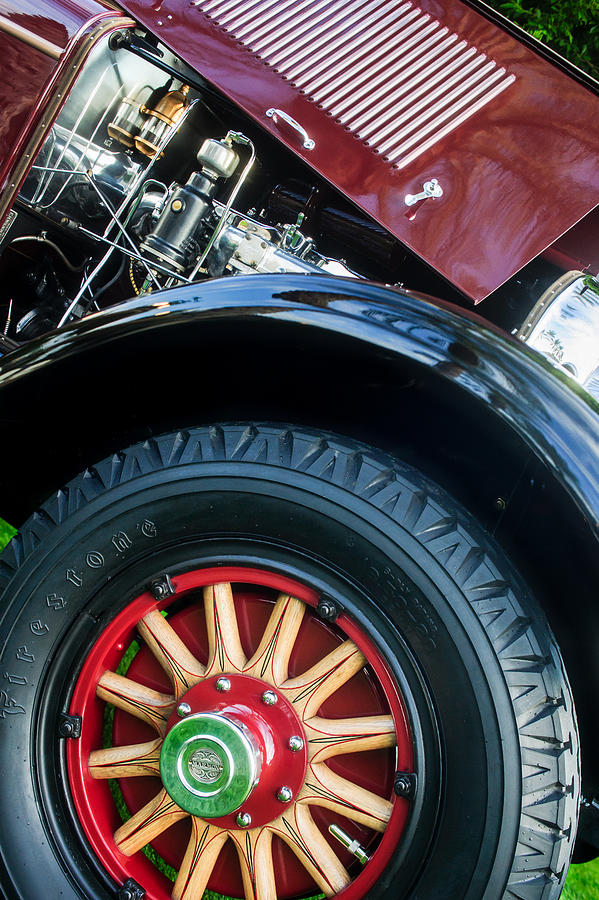 1927 Marmon E75 Speedster Wheel - Engine -0324c Photograph by Jill Reger