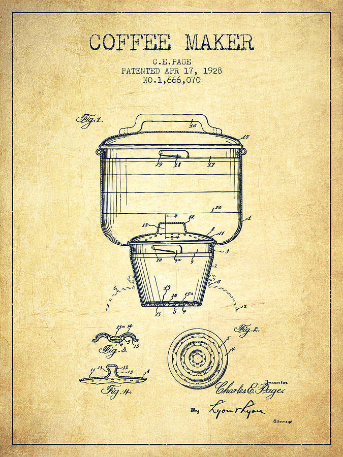 1907 Coffee Pot patent - vintage Art Print by Aged Pixel - Fine Art America