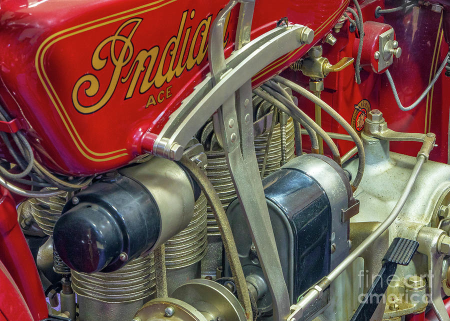 Transportation Photograph - 1928 Indian Inline 4 Cylinder by Jerry Fornarotto