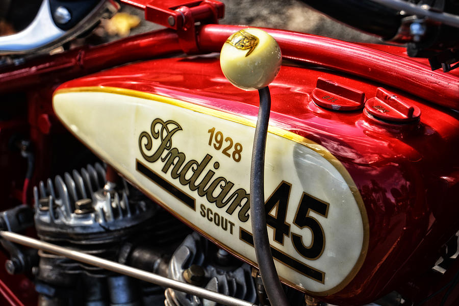 1928 Indian Scout Gas Tank Photograph by Mike Martin